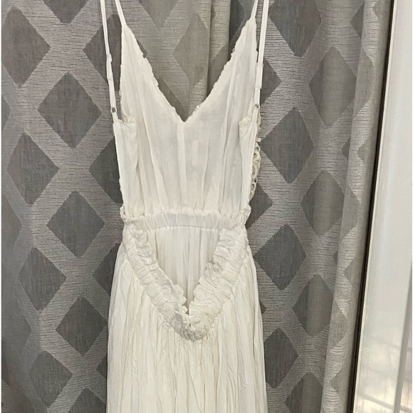 New✨soft white backless boho dress w/ crochet top & adjustable straps• XS - Picture 6 of 10